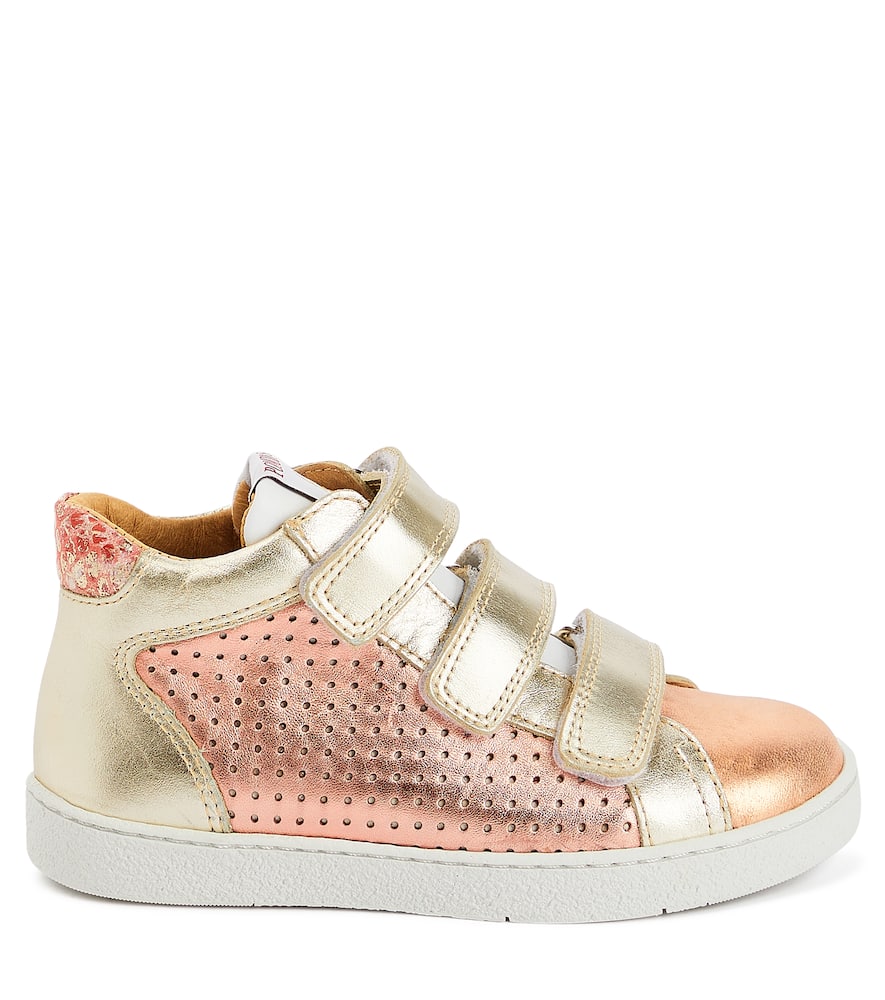 Pom D'api Top Easy Clay Metallic Leather Sneakers In Pink