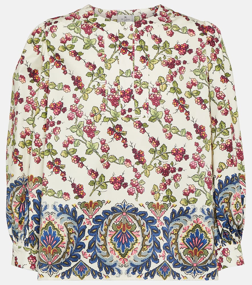 Etro Printed Ruffle-embellished Top In White