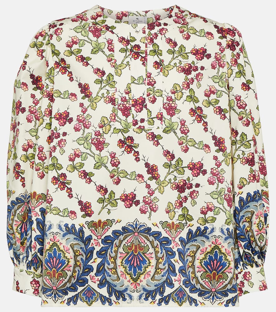 ETRO PRINTED RUFFLE-EMBELLISHED TOP