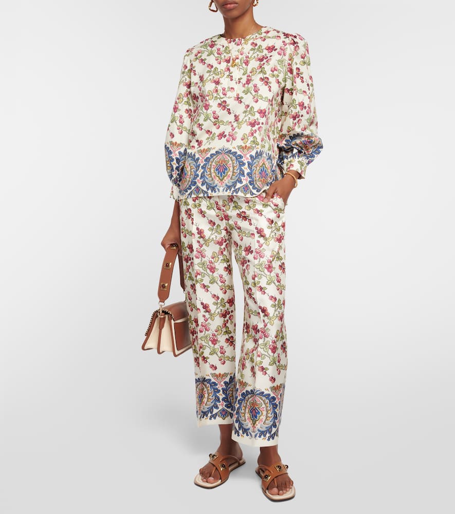 Etro Printed Ruffle-embellished Top In White