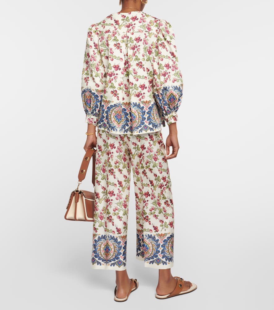 Etro Printed Ruffle-embellished Top In White