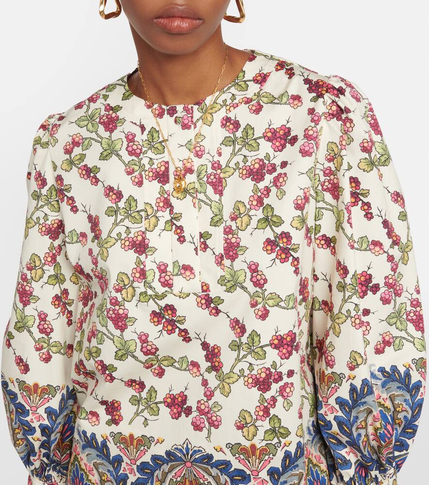 Etro Printed Ruffle-embellished Top In White