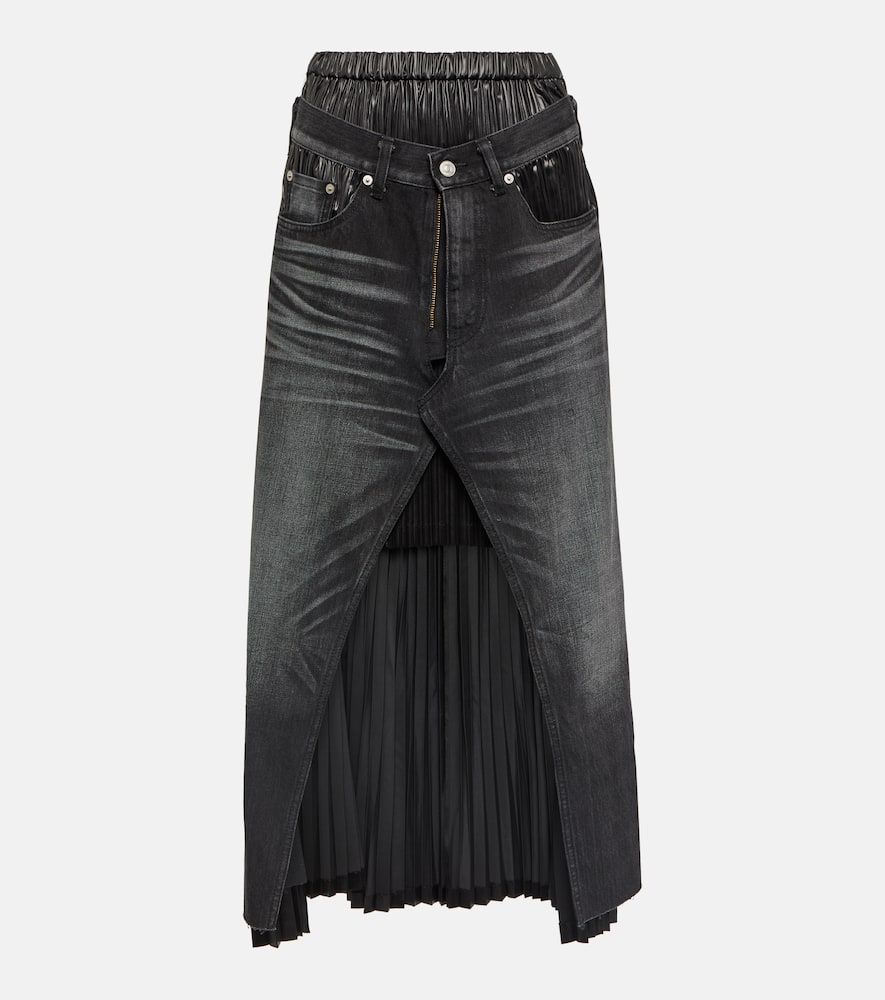 Shop Junya Watanabe X Levi's® Layered Denim Midi Skirt In Black