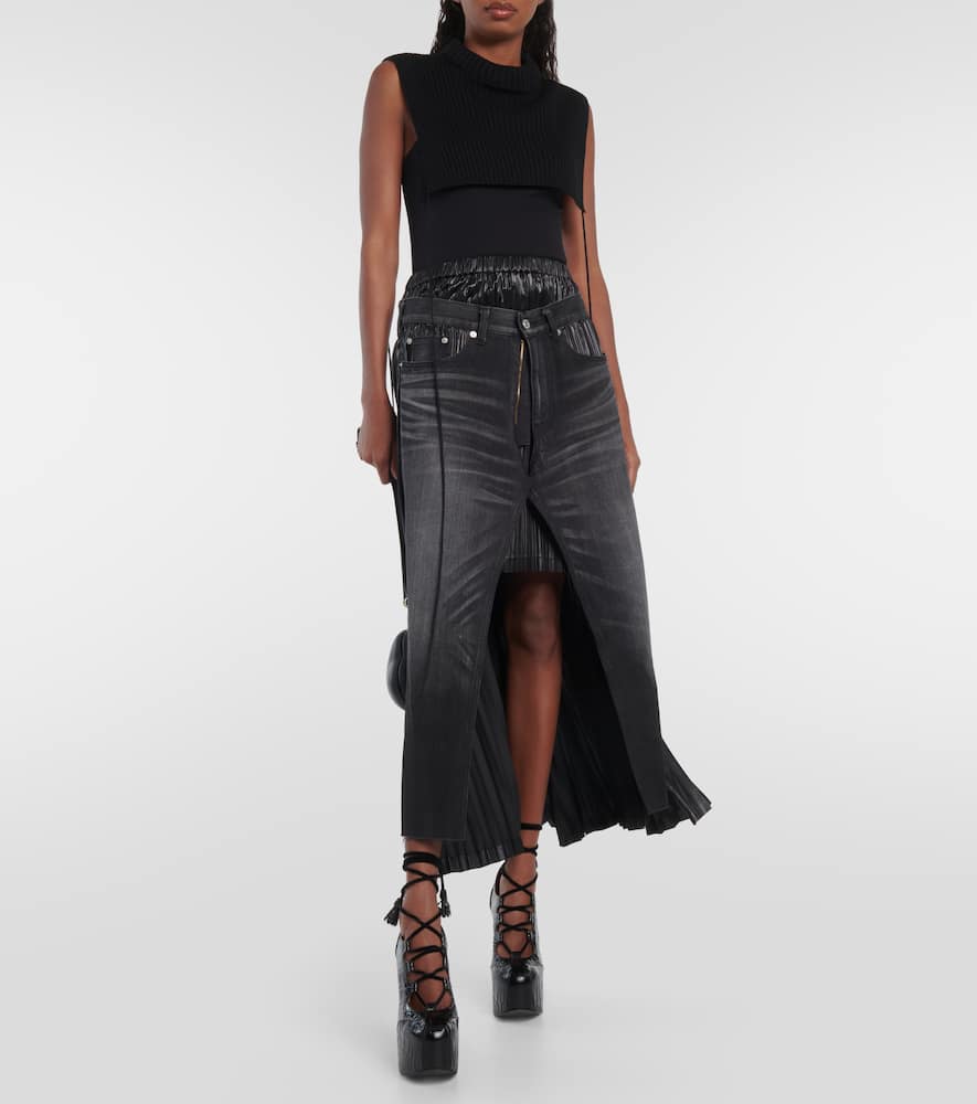 Shop Junya Watanabe X Levi's® Layered Denim Midi Skirt In Black