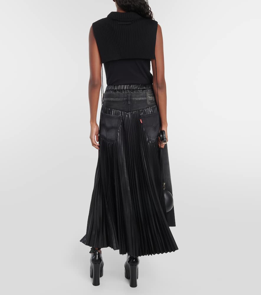 Shop Junya Watanabe X Levi's® Layered Denim Midi Skirt In Black