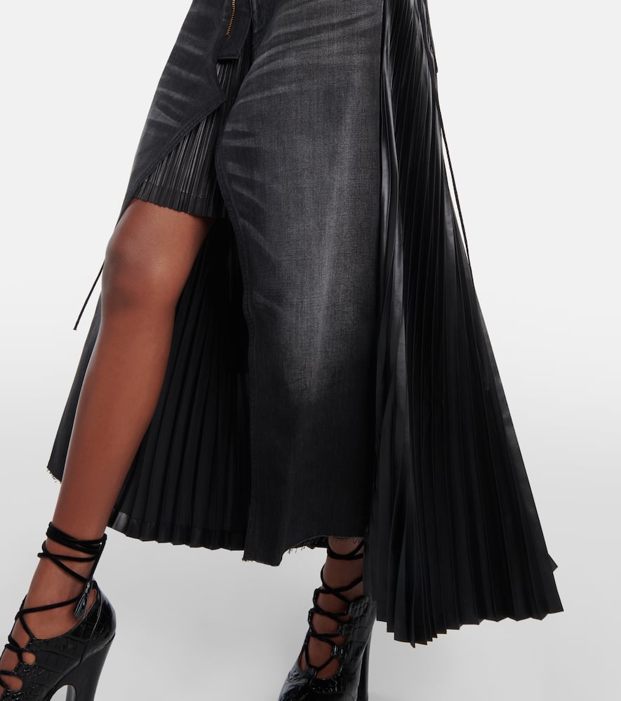 Shop Junya Watanabe X Levi's® Layered Denim Midi Skirt In Black