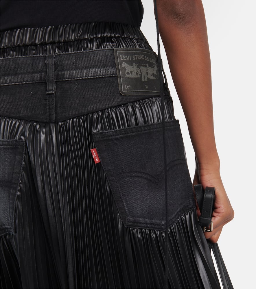 Shop Junya Watanabe X Levi's® Layered Denim Midi Skirt In Black