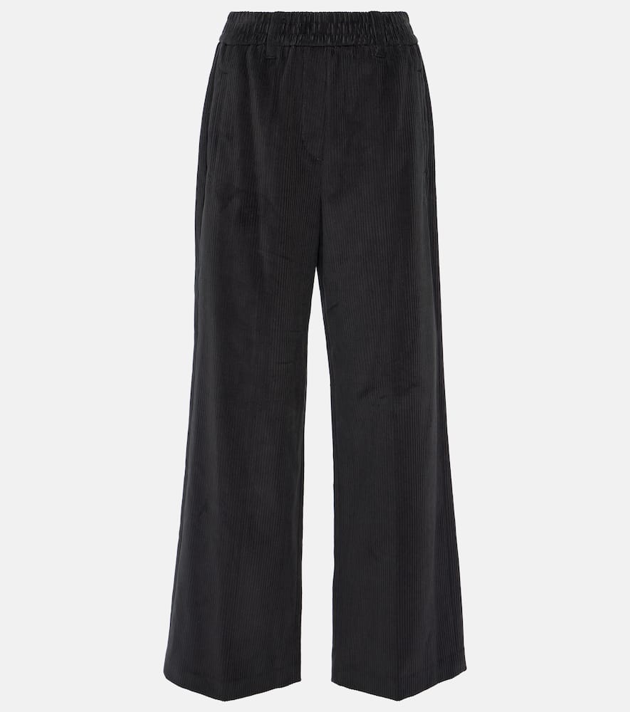 Brunello Cucinelli Corduroy Wide-leg Pants In Black