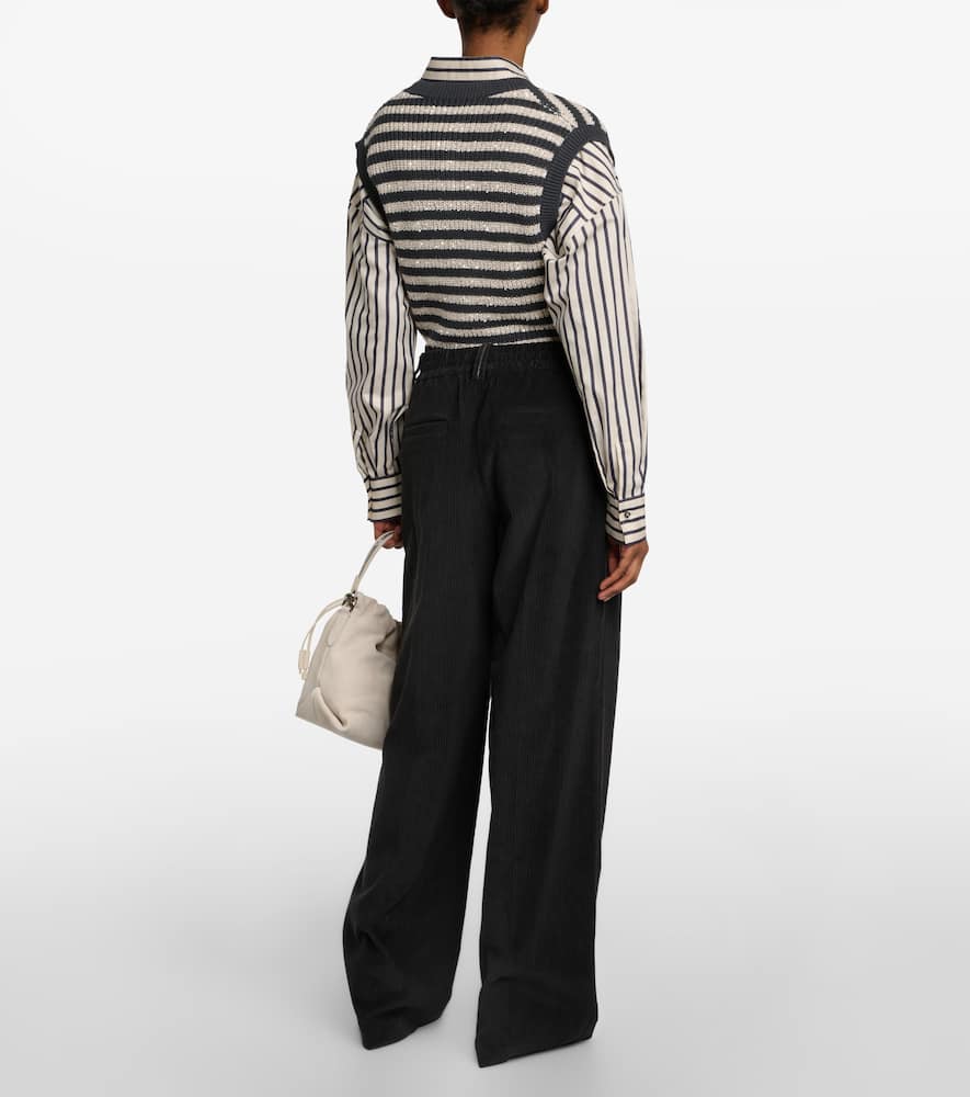 Brunello Cucinelli Corduroy Wide-leg Pants In Black