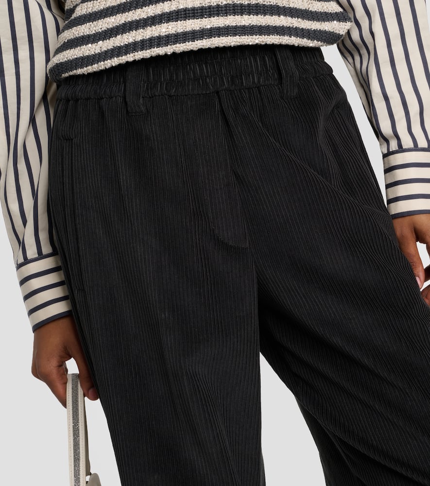 Brunello Cucinelli Corduroy Wide-leg Pants In Black
