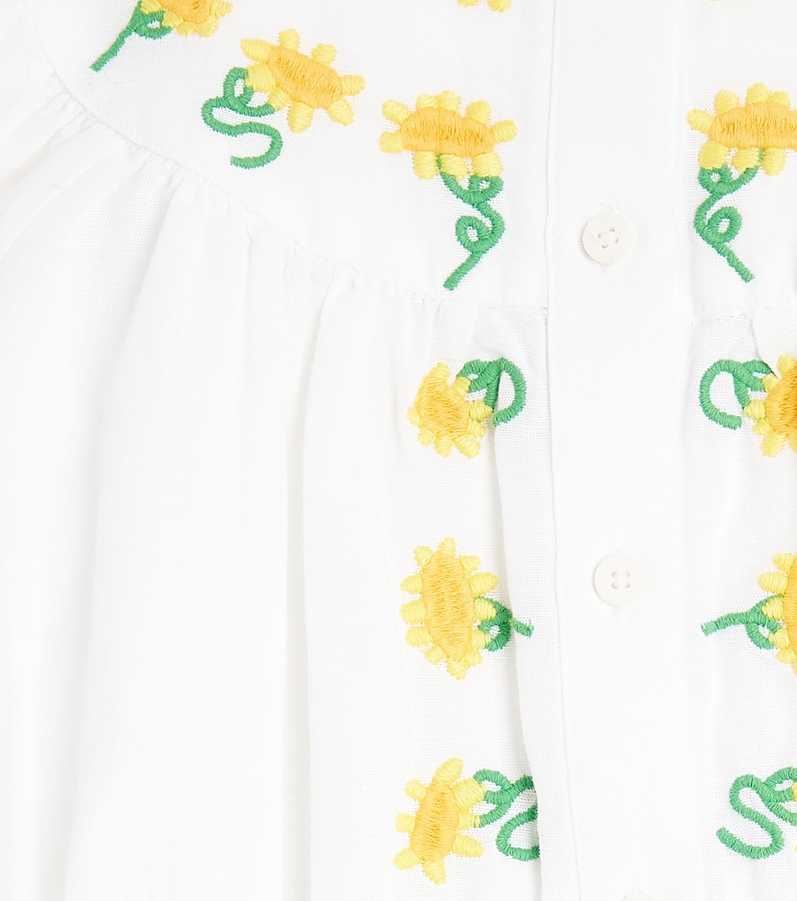  Stella Mccartney Kids Stella Mccartney Kids Besticktes Kleid Aus Leinen Und Baumwolle 