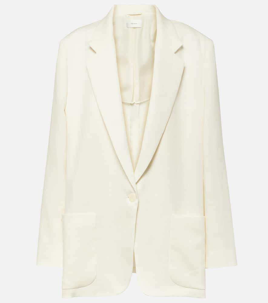 The Row Enza Linen Single-breasted Blazer In White