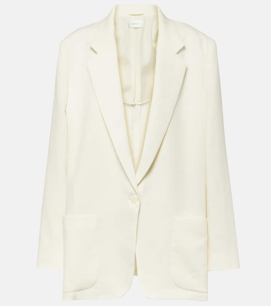 Shop The Row Enza Oversized Linen Blazer In White