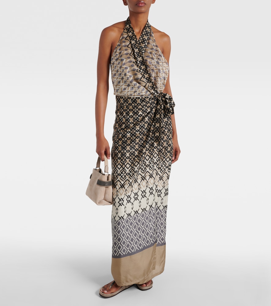  Brunello Cucinelli Brunello Cucinelli Bedrucktes Maxikleid Aus Seide 