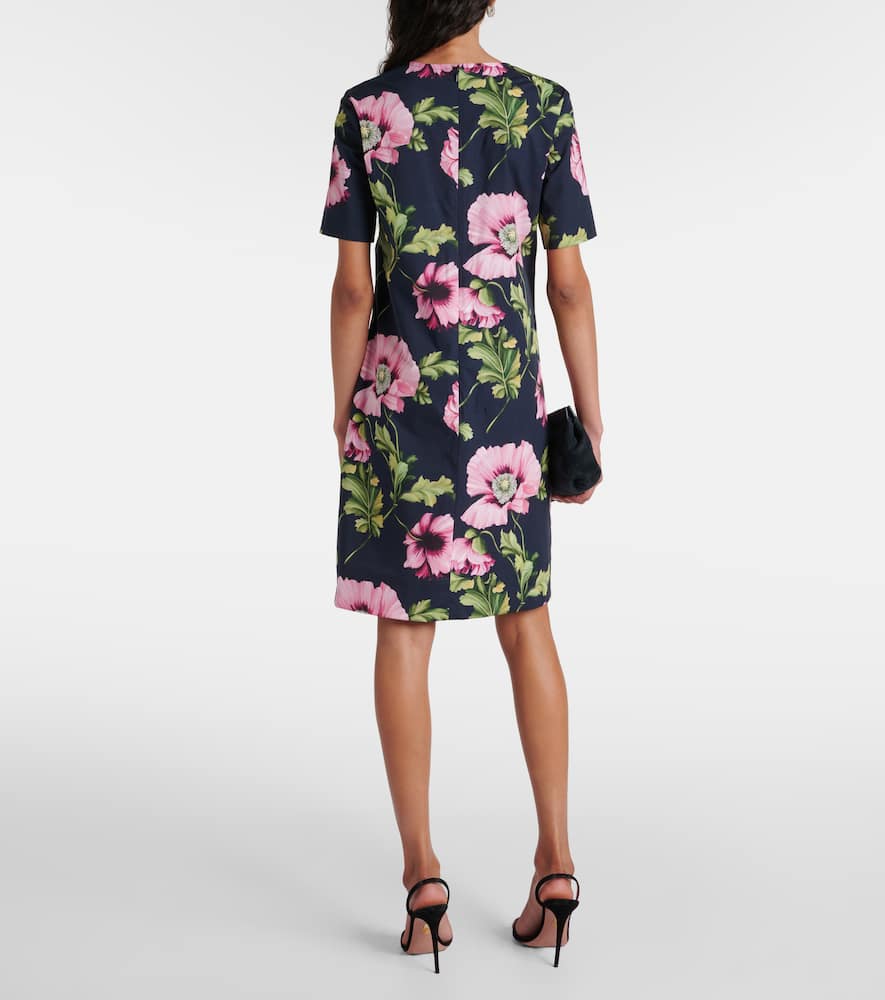 Shop Oscar De La Renta Floral Cotton-blend Minidress In Multicoloured