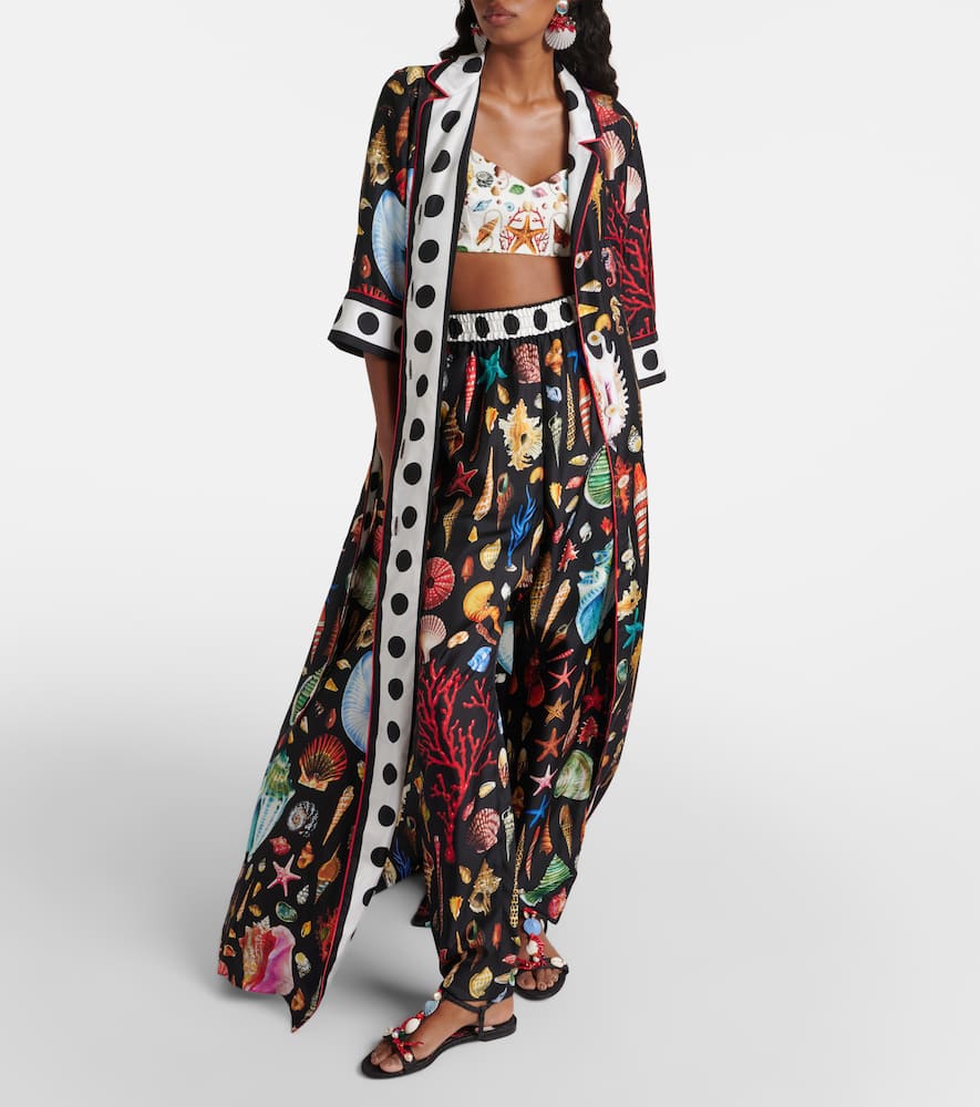 DOLCE & GABBANA CAPRI PRINTED SILK SATIN ROBE