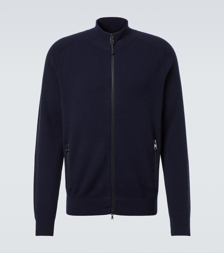 Bogner Dexter Wool And Cashmere Zip-up Sweater In Blue