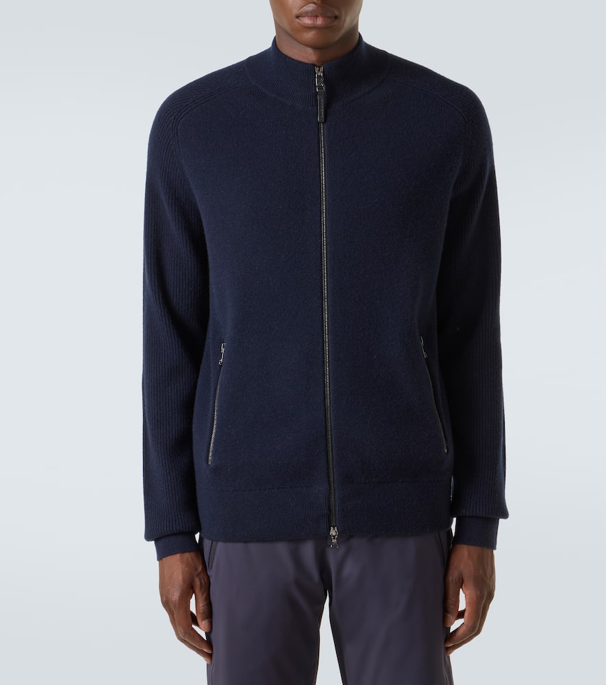 Bogner Dexter Wool And Cashmere Zip-up Sweater In Blue