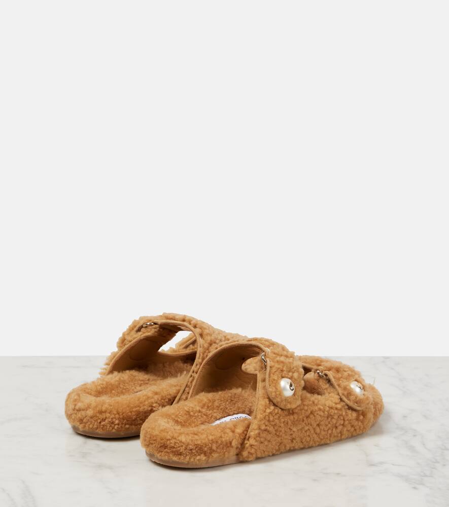 Jimmy Choo Fayence Shearling Sandal In Beige