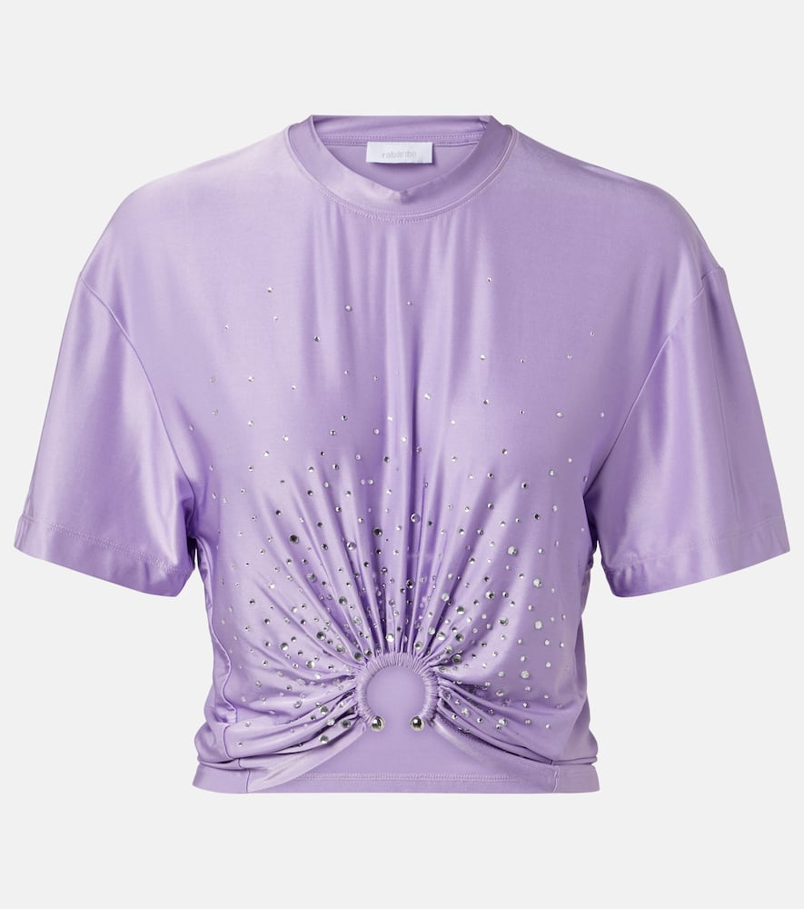 Rabanne Cropped T-shirt With Piercing Detail In Purple