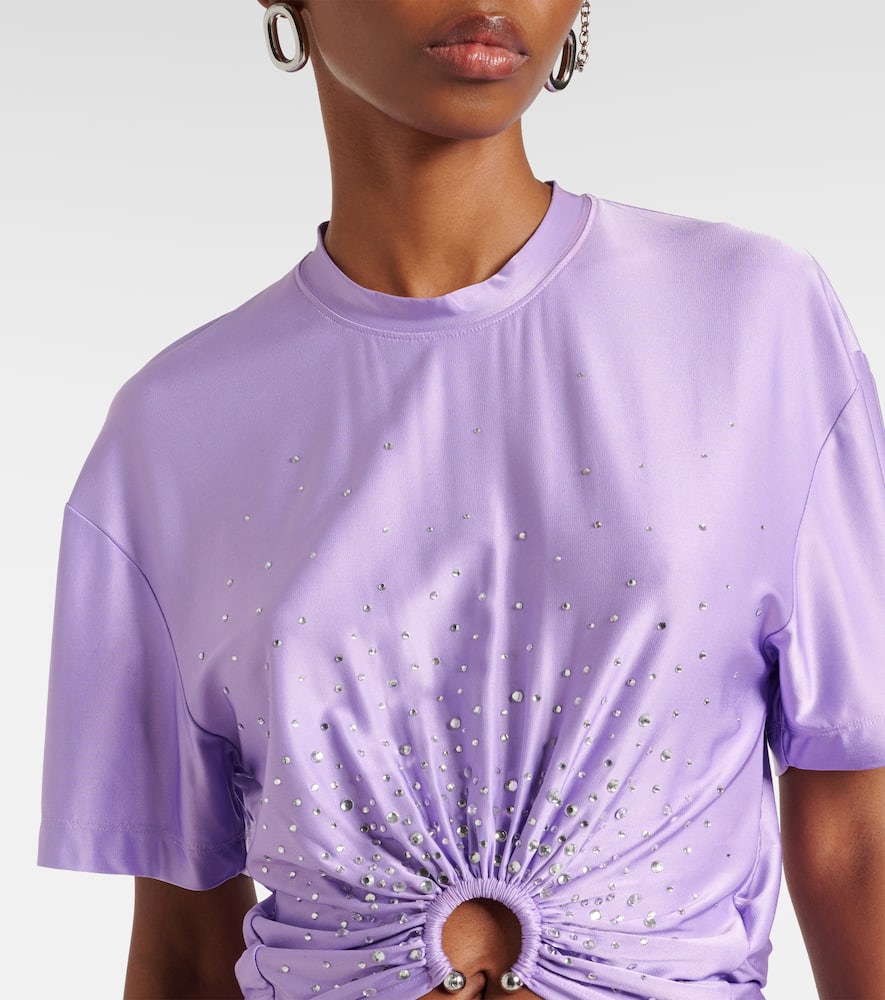Rabanne Cropped T-shirt With Piercing Detail In Purple