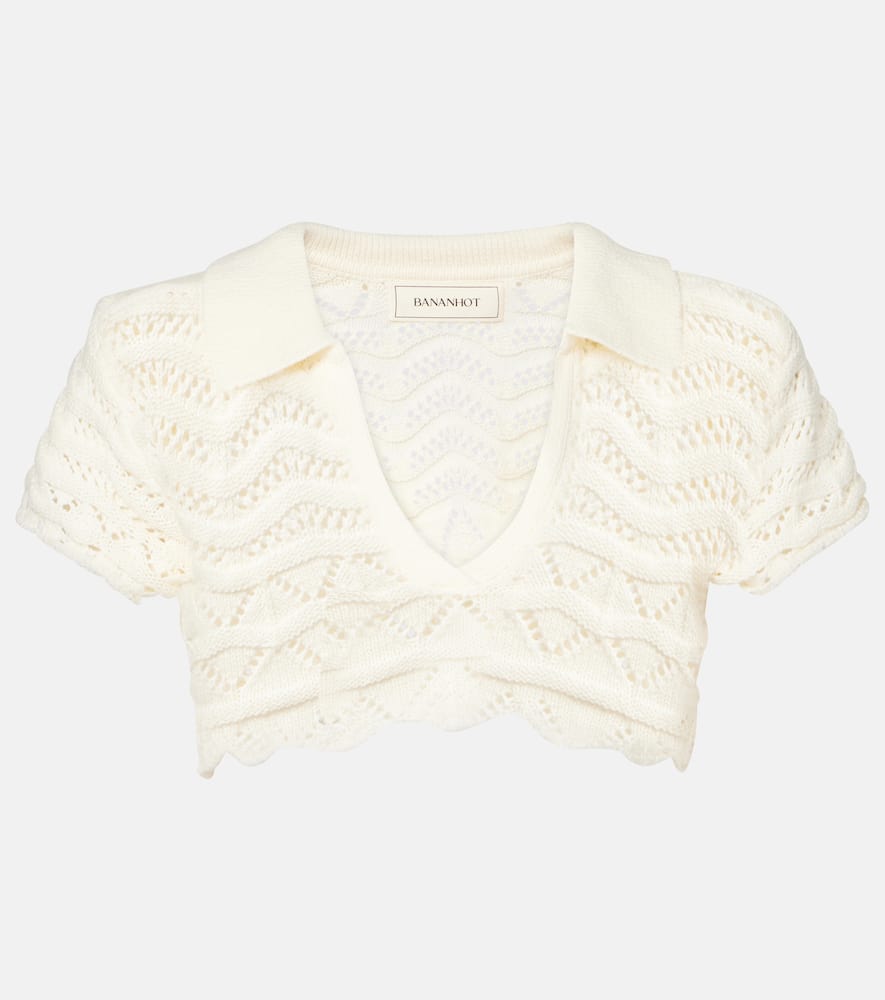 Coco knitted cotton-blend crop top