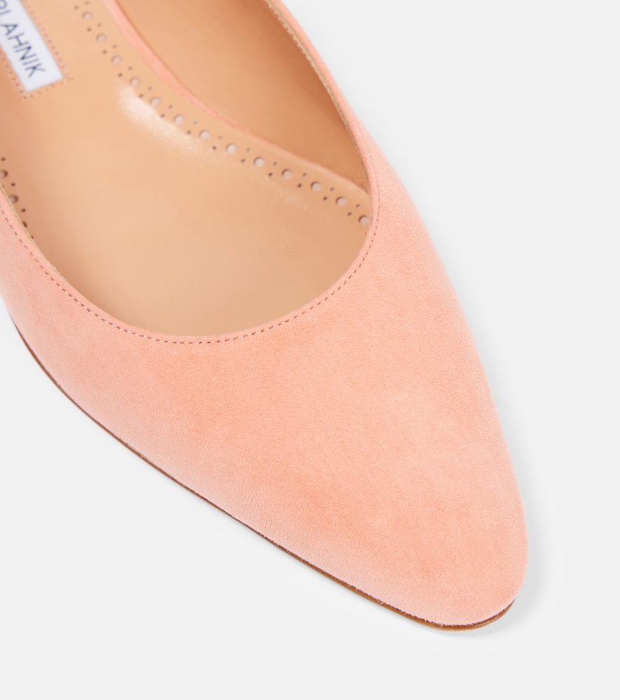 Manolo Blahnik Sawra 10 Suede Slingback Flats In Orange