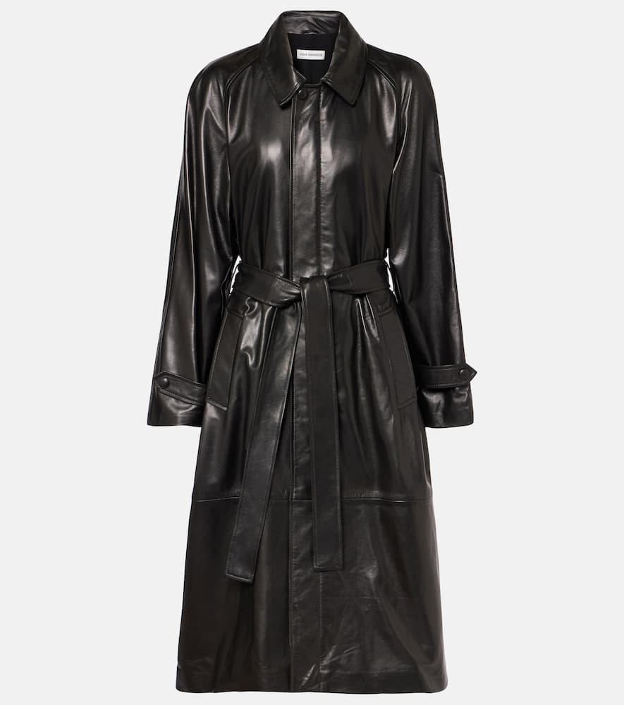 Nour Hammour Isolde Belted Leather Coat In Black