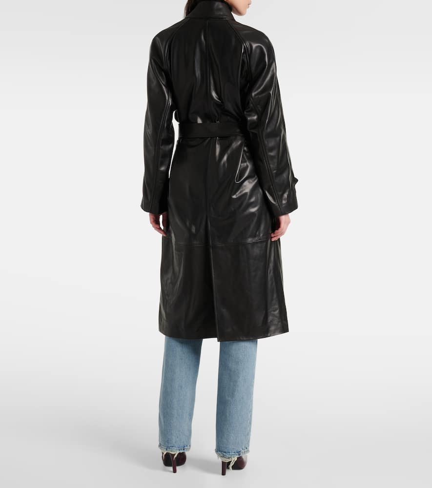 Nour Hammour Isolde Belted Leather Coat In Black
