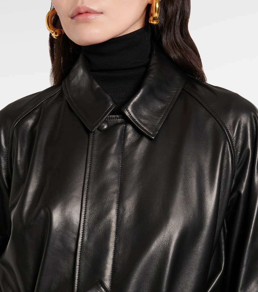 Nour Hammour Isolde Belted Leather Coat In Black
