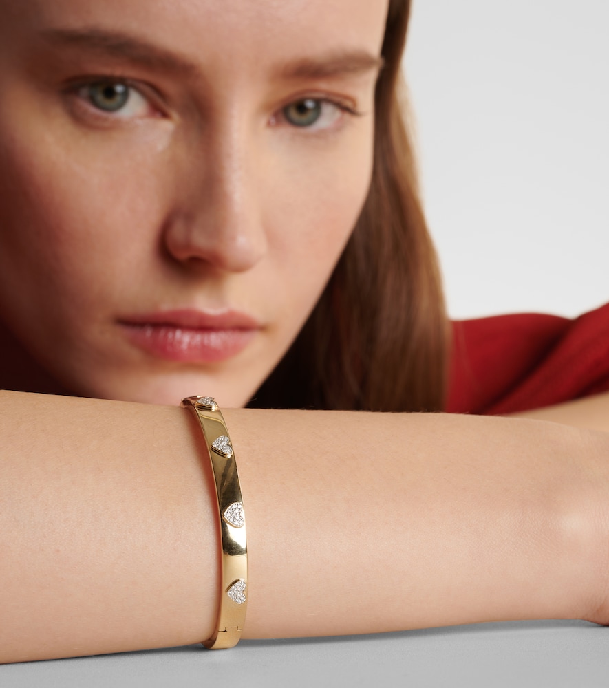 Sydney Evan Heart 14kt gold bangle with diamonds