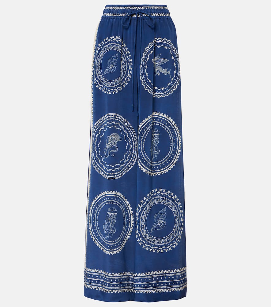 Alémais Oceane printed silk wide-leg pants