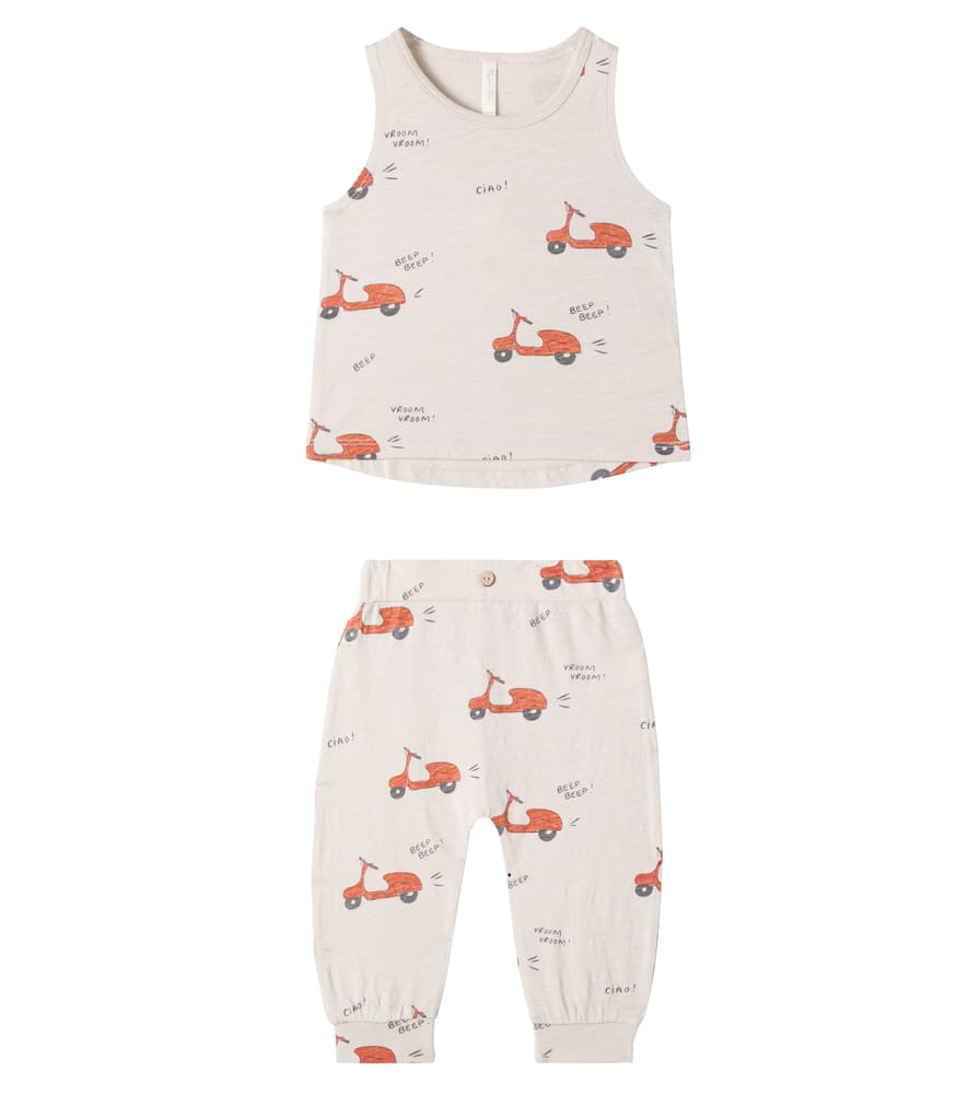 Rylee + Cru Baby Cotton Tank Top And Sweatpants Set In Neutral