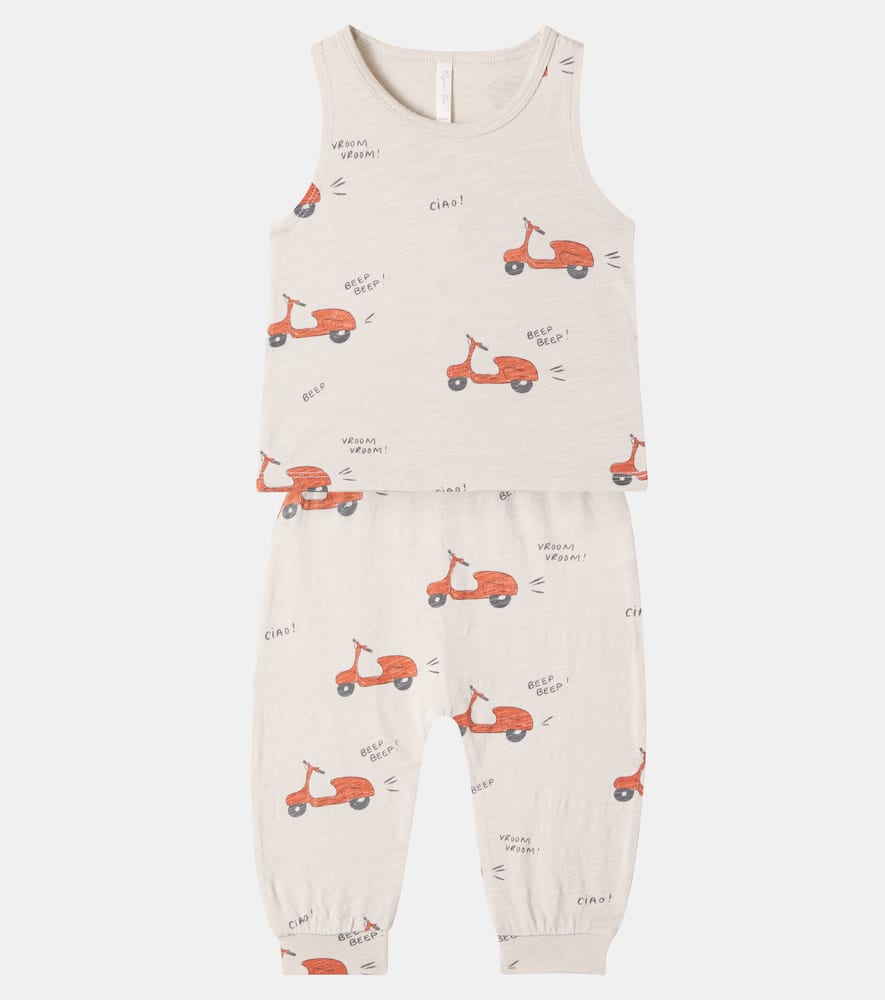 Rylee + Cru Baby Cotton Tank Top And Sweatpants Set In Neutral
