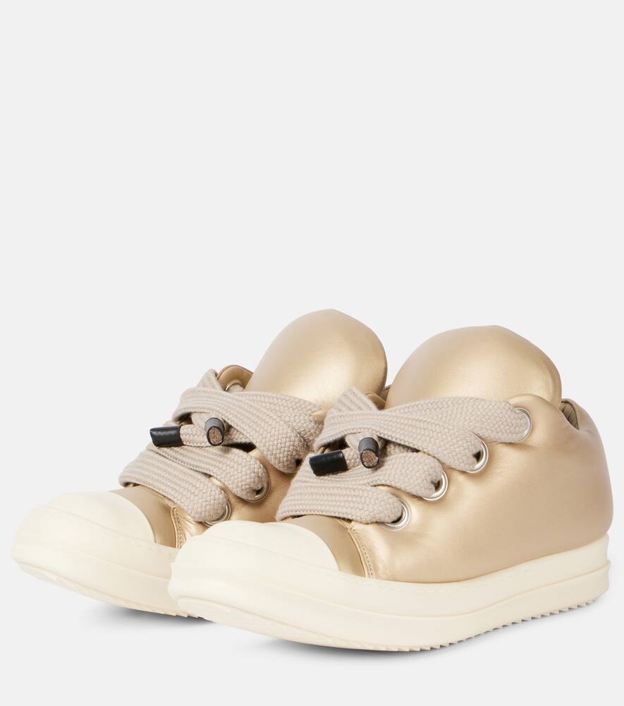 Rick Owens Puffer Low-top Sneakers With Jumbo Laces In Gold