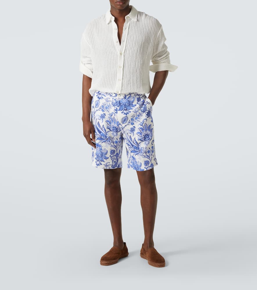 Etro Paisley linen Bermuda shorts