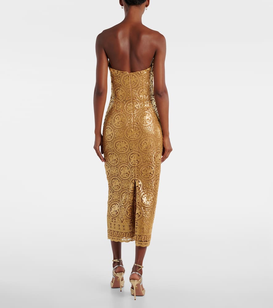 Emilia Wickstead Leila Guipure Lace Midi Dress In Brown
