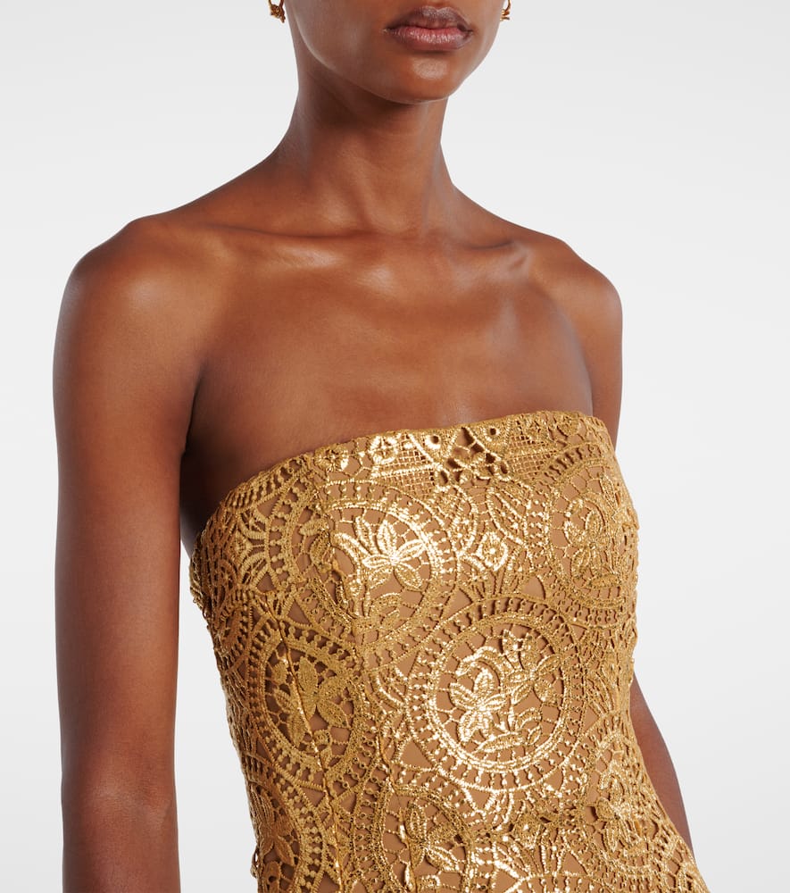 Emilia Wickstead Leila Guipure Lace Midi Dress In Brown