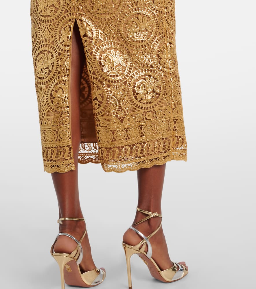 Emilia Wickstead Leila Guipure Lace Midi Dress In Brown