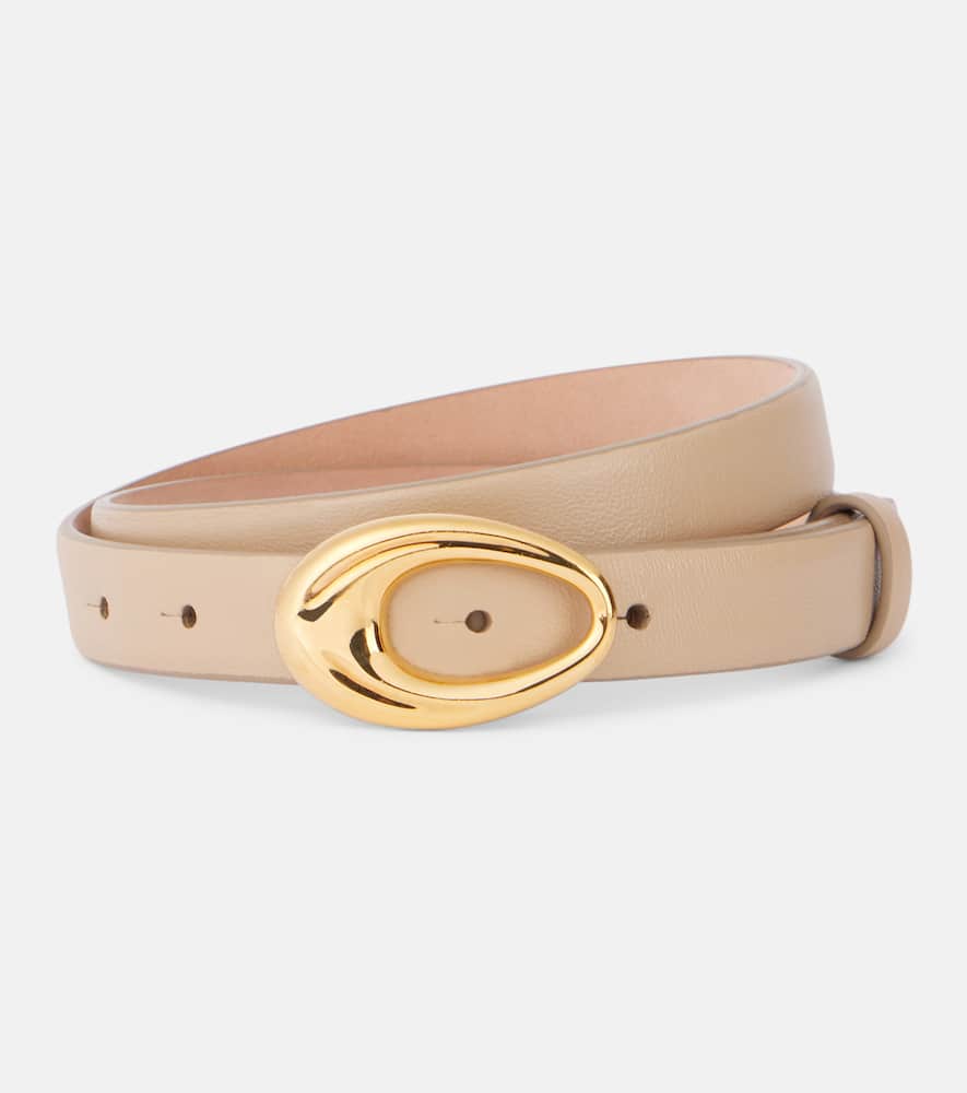Khaite Olivia Leather Belt In Neutral