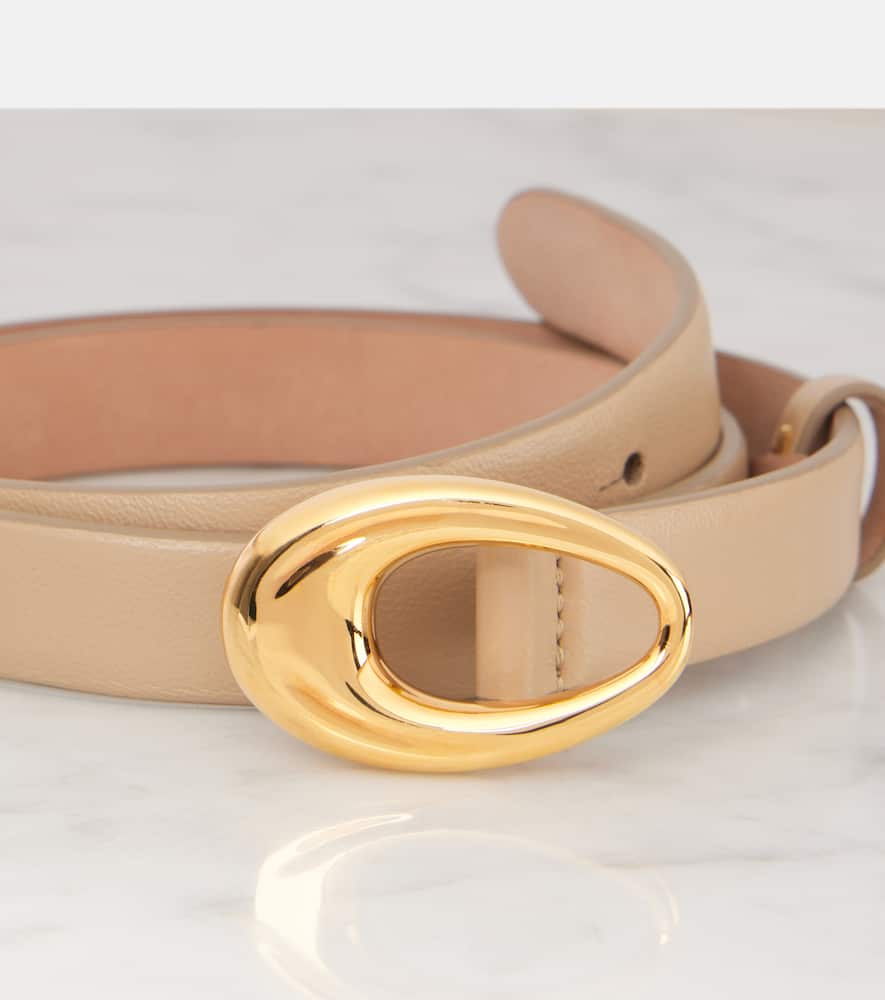 Khaite Olivia Leather Belt In Neutral