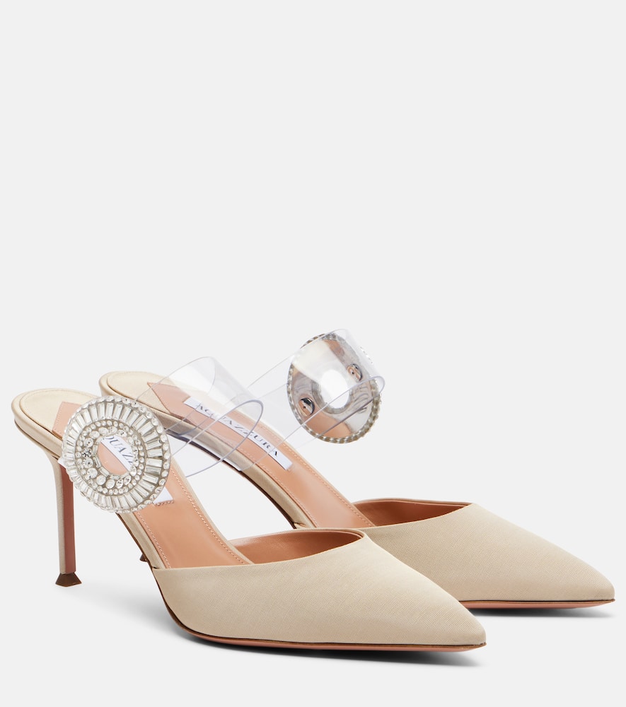 Crystal Hoop embellished PVC mules