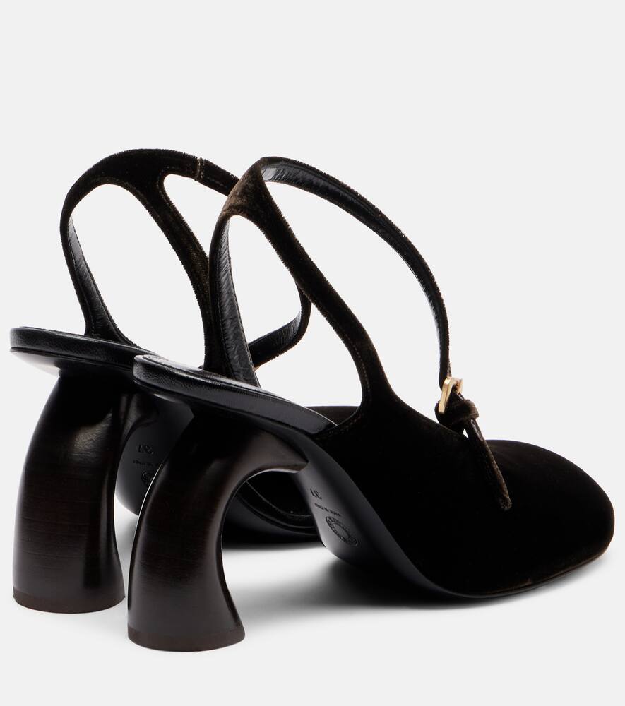 Dries Van Noten Velvet Abstrack Slingback Heels 95 In Brown