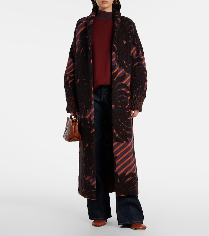 Dries Van Noten Wool And Alpaca-blend Jacquard Wrap Coat In Multi