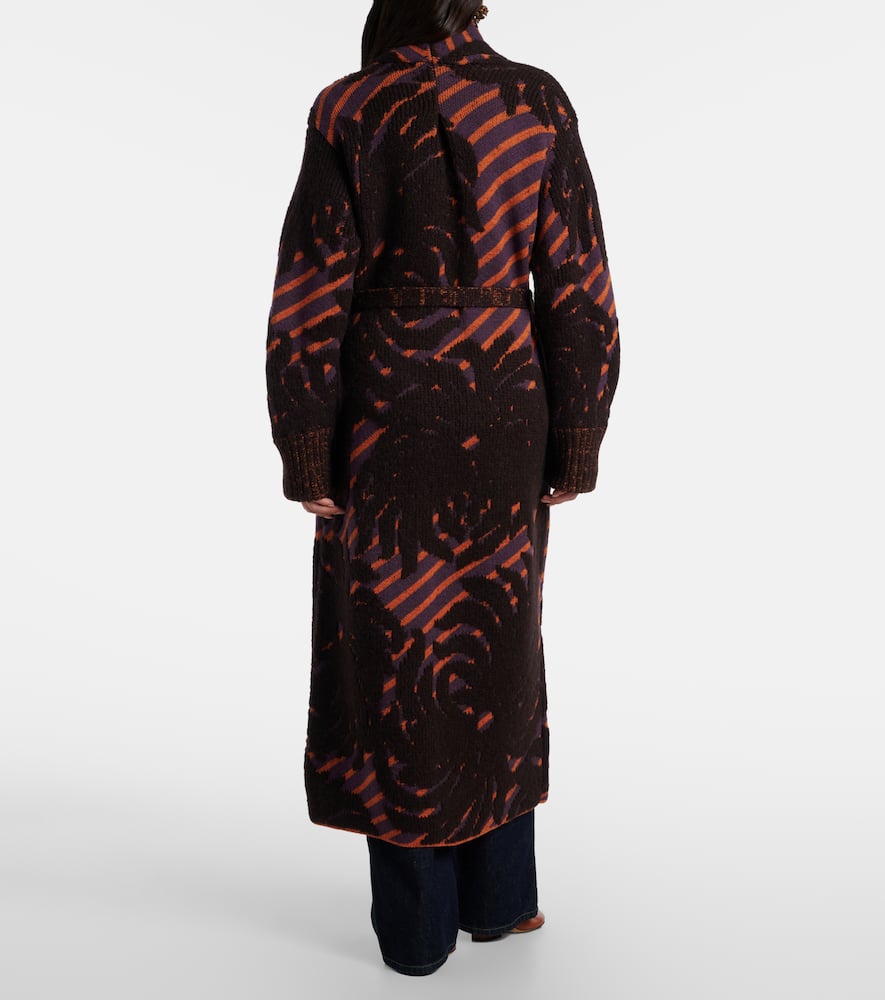 Dries Van Noten Wool And Alpaca-blend Jacquard Wrap Coat In Multi