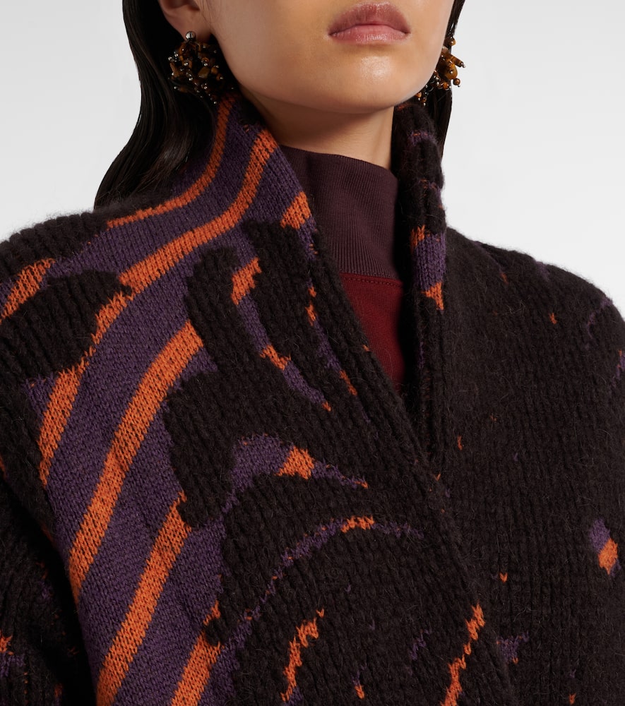Dries Van Noten Wool And Alpaca-blend Jacquard Wrap Coat In Multi