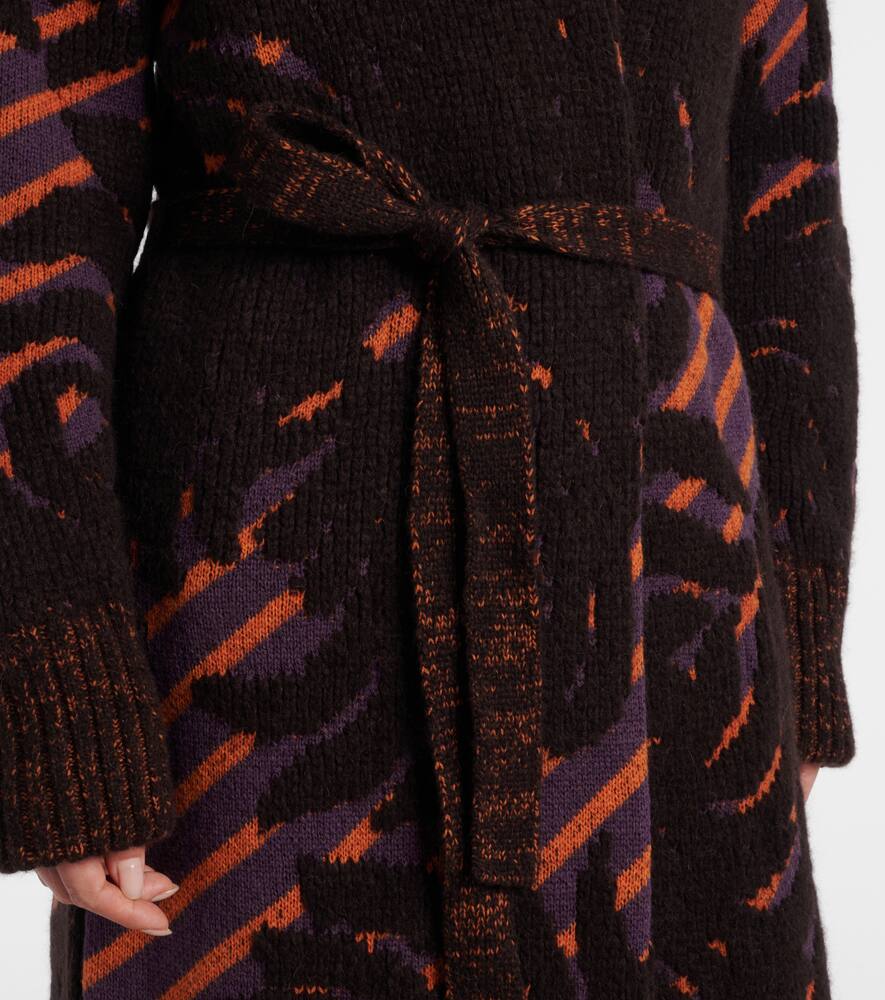 Dries Van Noten Wool And Alpaca-blend Jacquard Wrap Coat In Multi