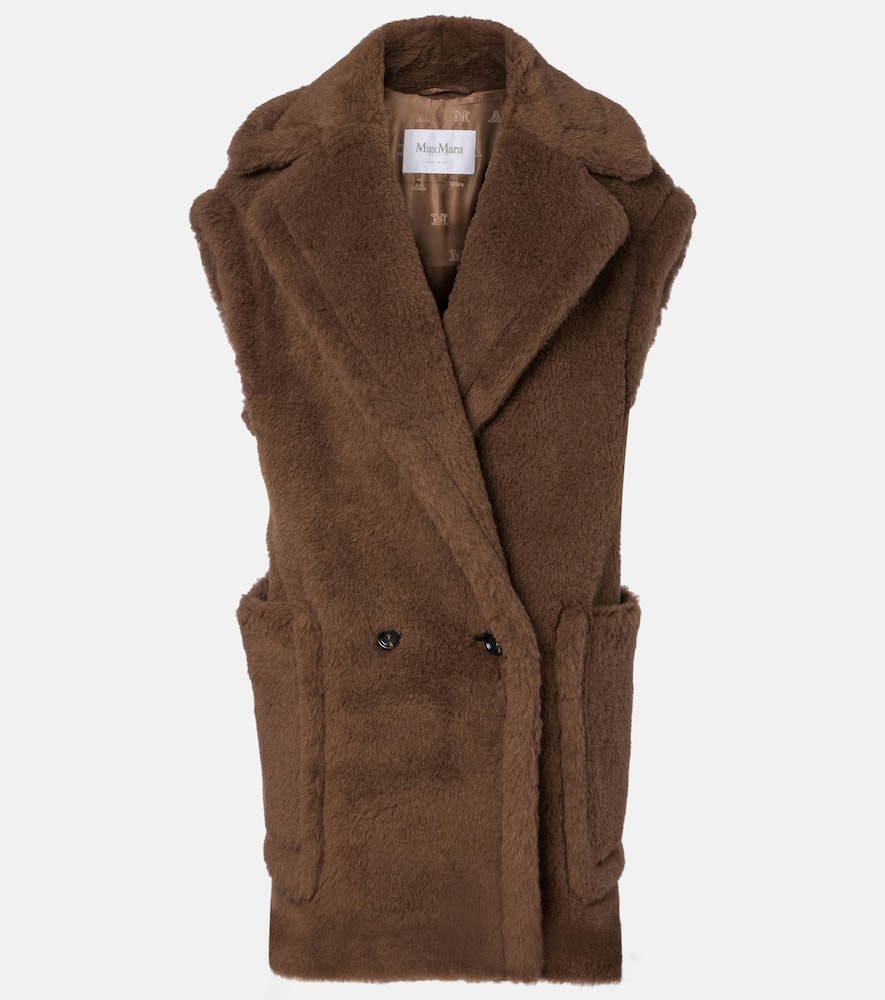 Max Mara Alpaca, Wool, And Silk Teddy Vest In Brown