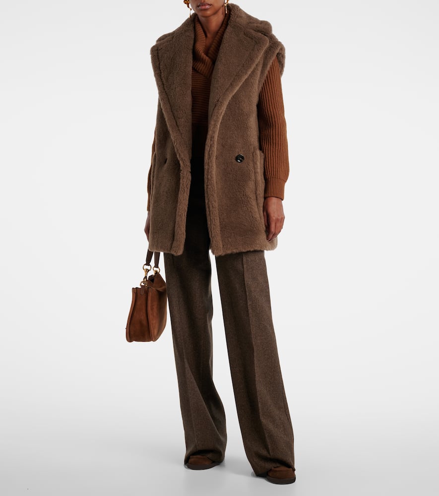 Max Mara Alpaca, Wool, And Silk Teddy Vest In Brown