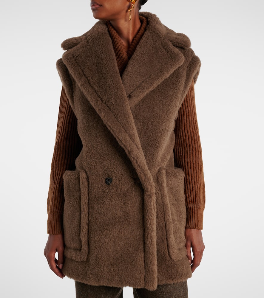 Max Mara Alpaca, Wool, And Silk Teddy Vest In Brown